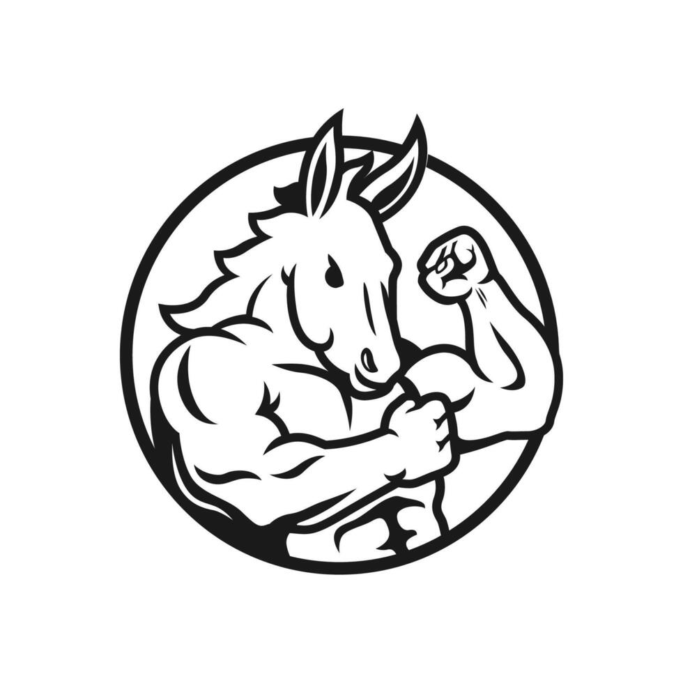 bodybuilding donkey mascot illustration vector