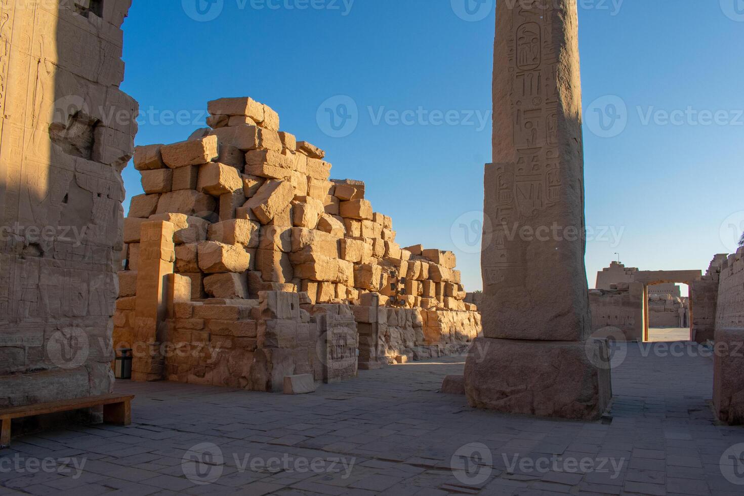 Karnak Temple in Luxor, Egypt. Hieroglyphs and Art on pillars and walls. Temples, pylons chapels, and other buildings in Karnak Temple Complex photo
