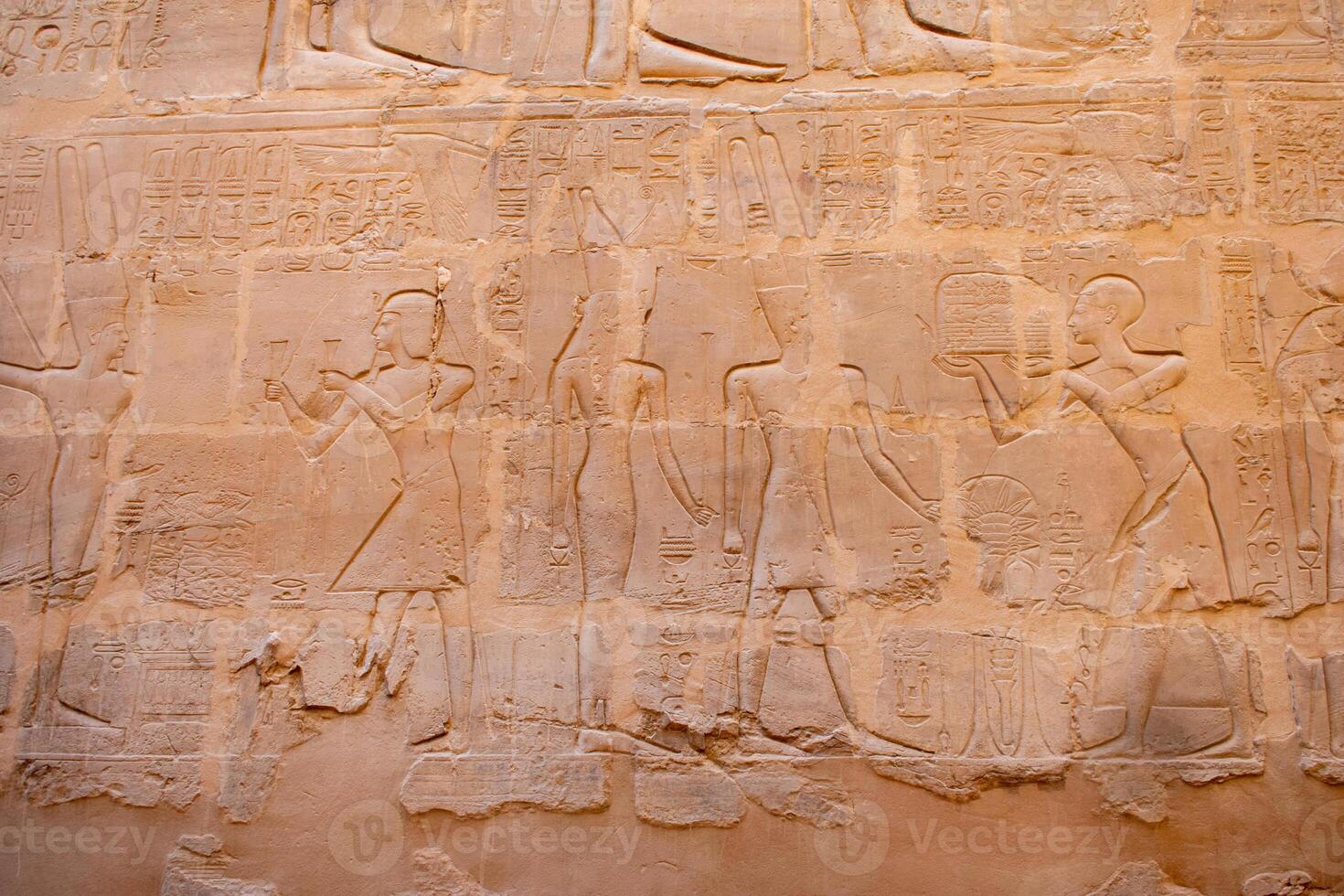 Karnak Temple in Luxor, Egypt. Hieroglyphs and Art on pillars and walls. Temples, pylons, chapels, and other buildings in Karnak Temple. photo