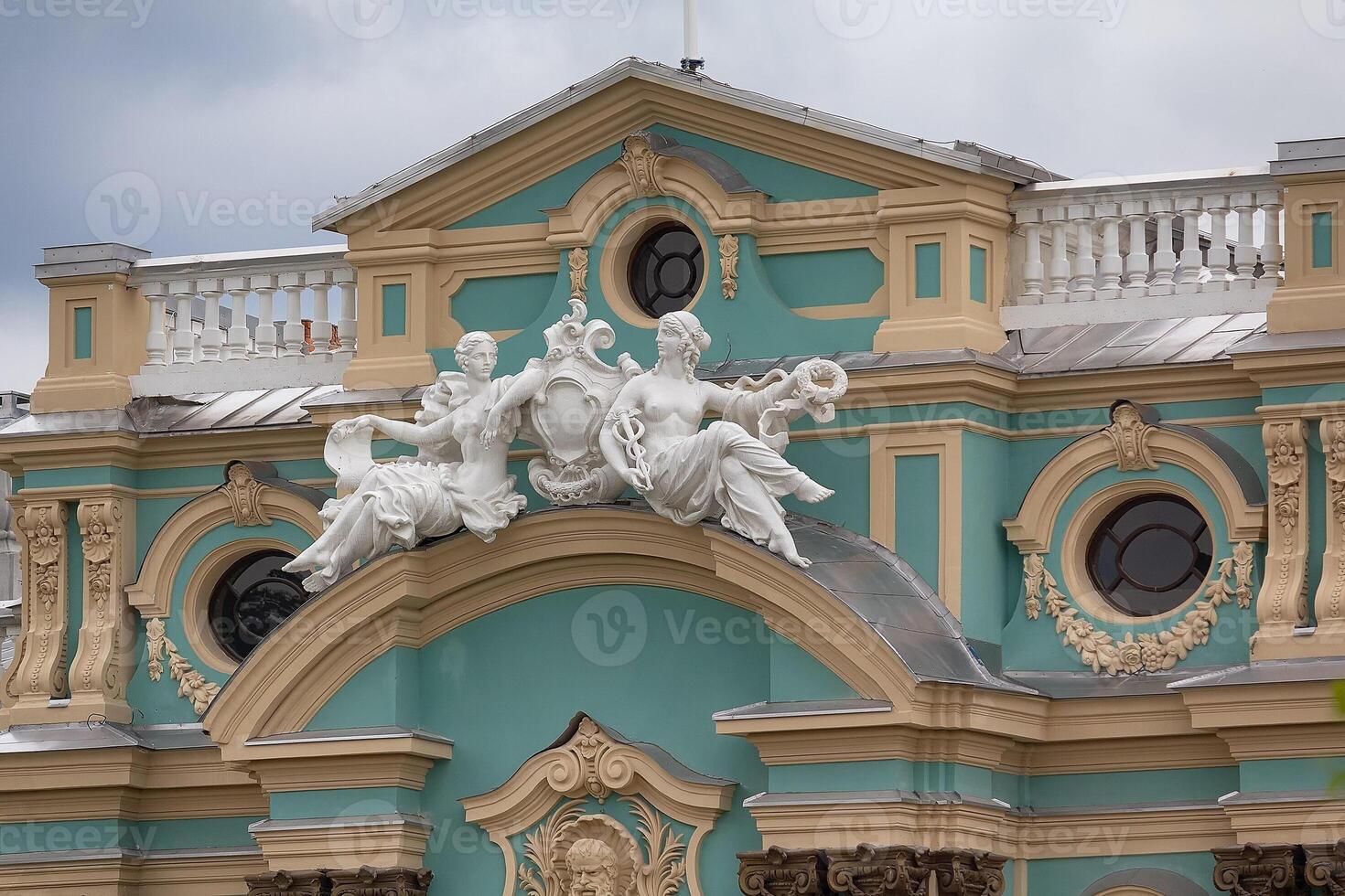 Architecture statues in detail at the Mariinsky Palace in Kyiv photo