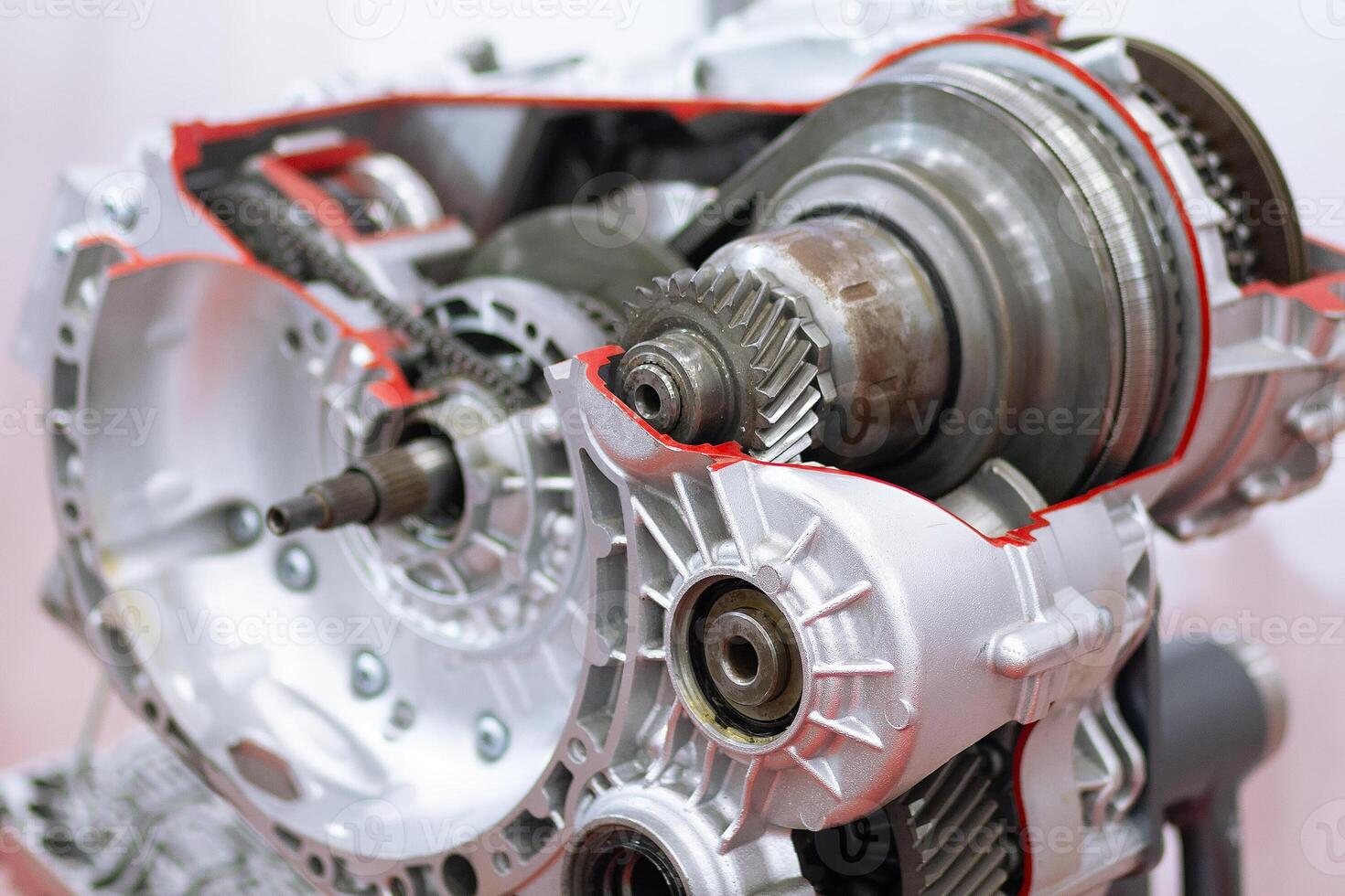 Cross section of a clutch and gearbox in transmission at the training stand photo