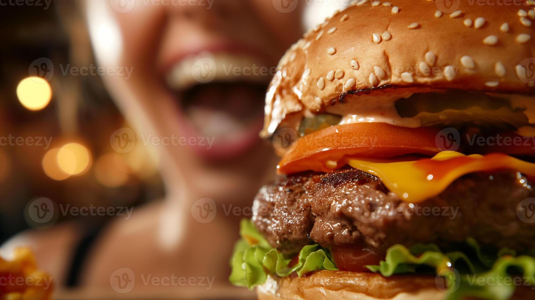 close up detail of american burger photo