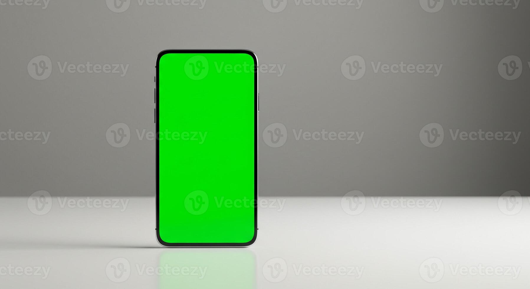 Green screen on a smartphone with a gray background photo