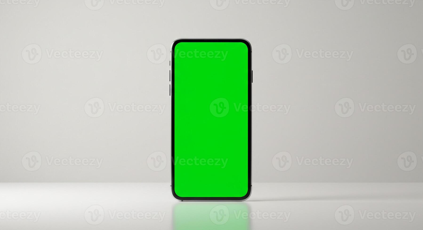 Green screen on a smartphone with a white background photo
