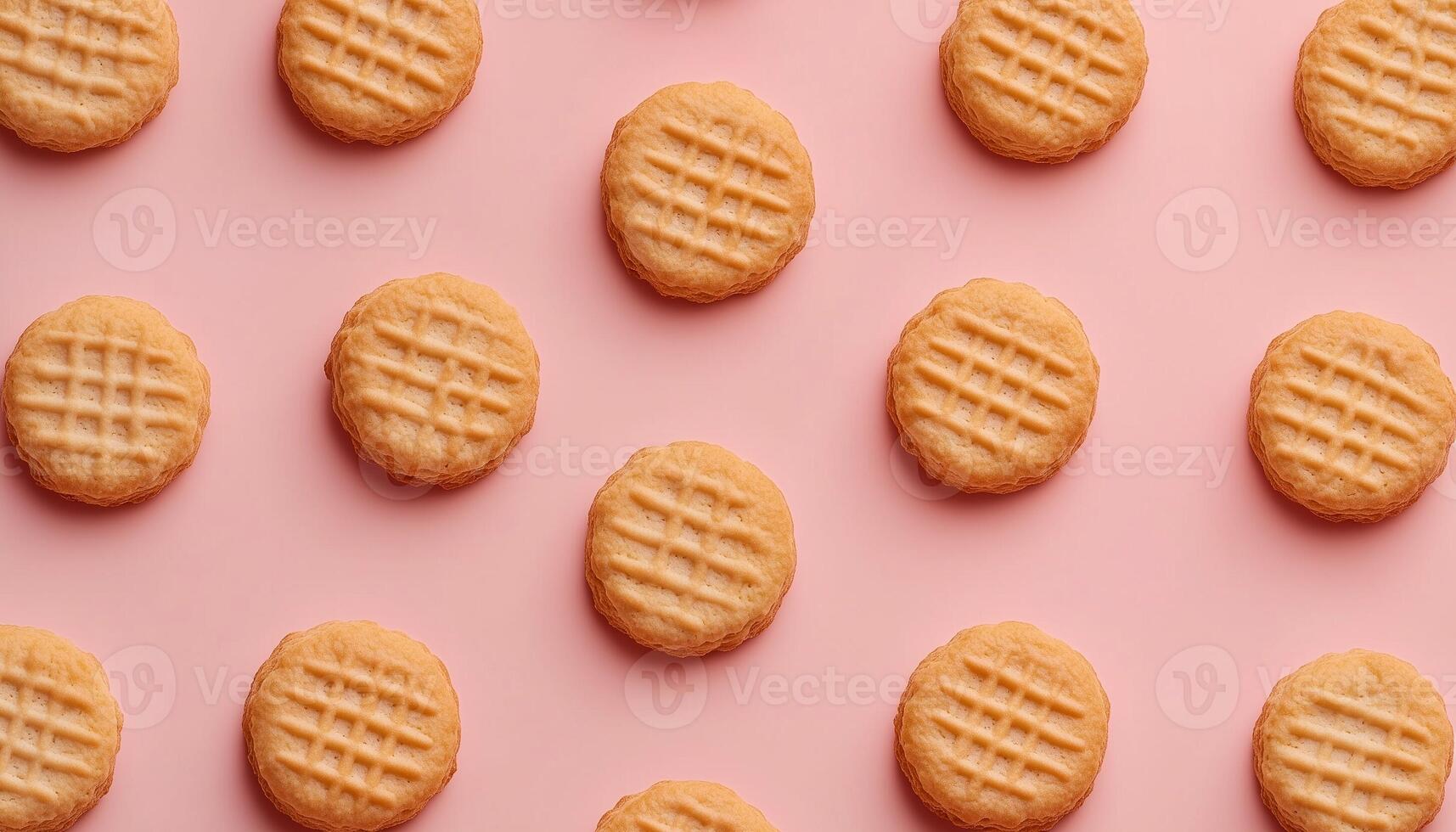 Biscuit rounded small pattern seamless crunchy cake on pink background photo
