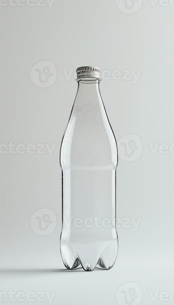 Transparent mineral bottle water drink hydration on white vertical background photo
