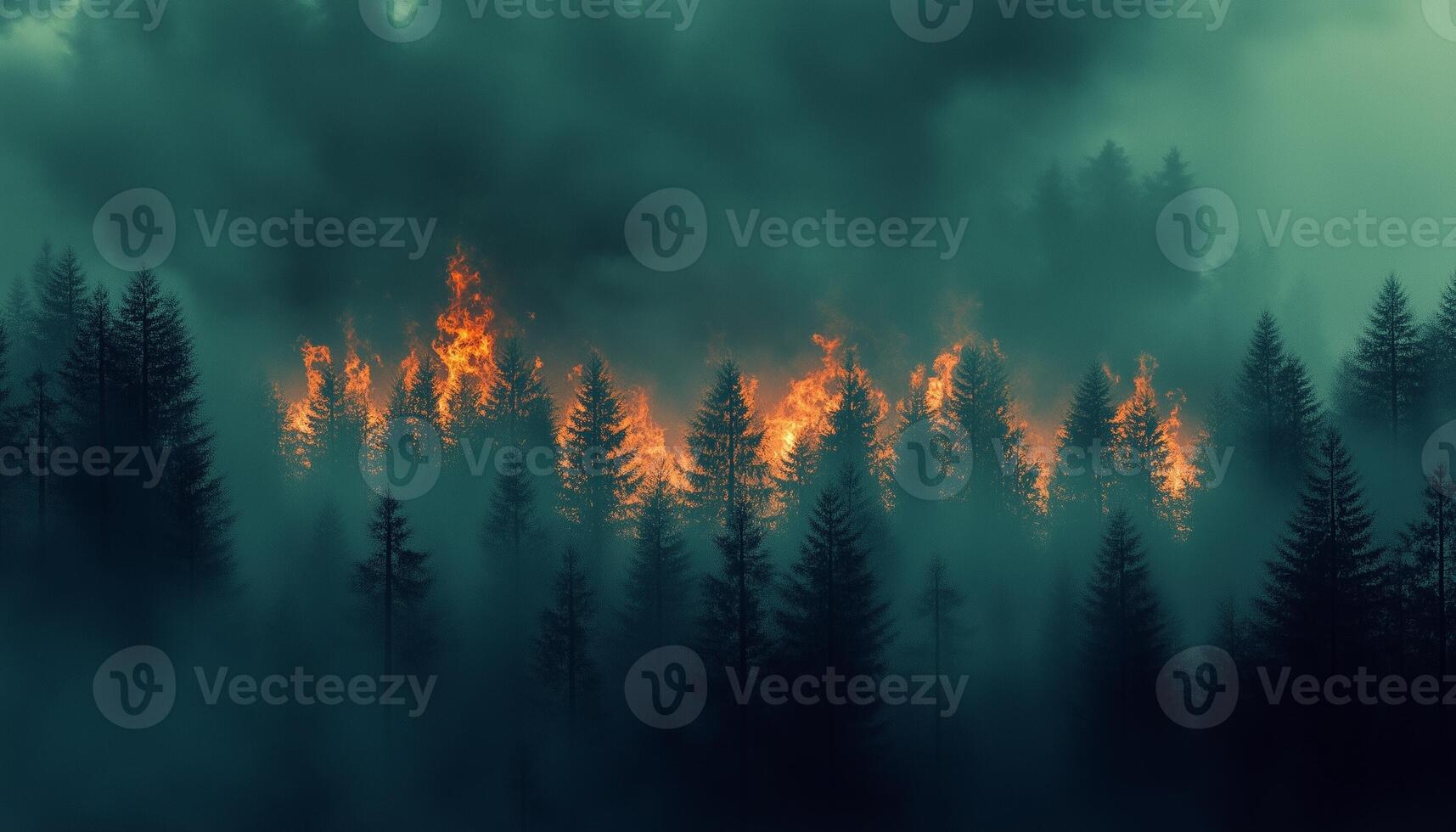 forest fires danger nature disaster with smoke air pollution photo
