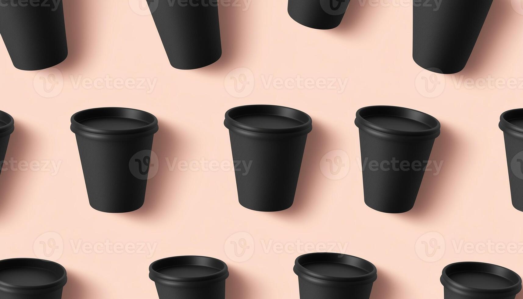 Paper cup disposable black color eco friendly material mockup pink background photo
