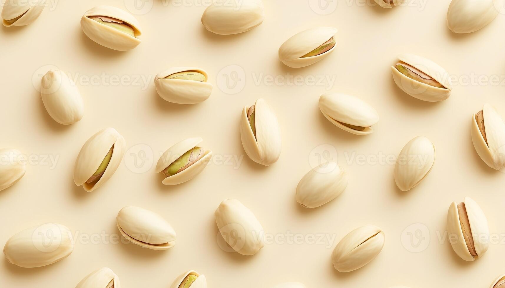 Pistachio nuts seamless diagonal pattern for organic agriculture food theme on solid background photo