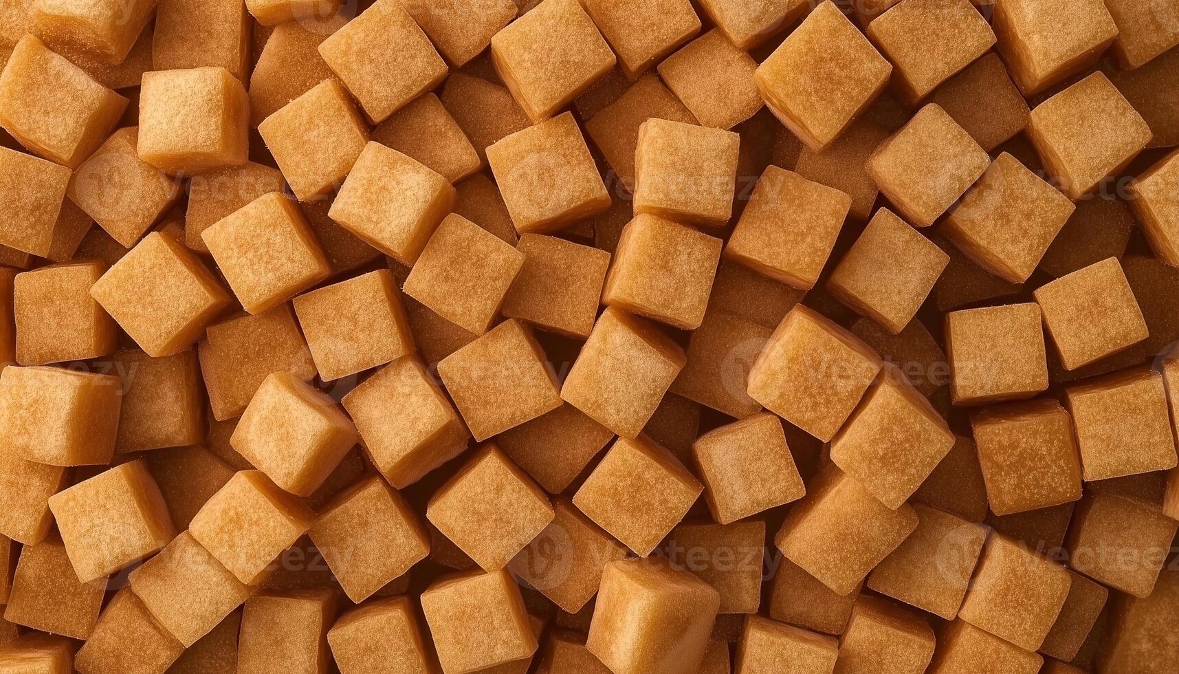 Brown sugar cube sweetener for delicious food and drink pattern background photo