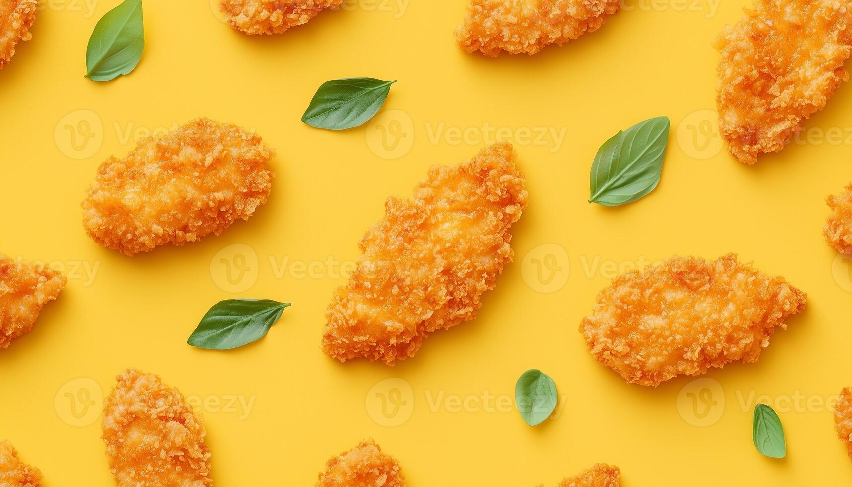Chicken katsu fried fries crunchy meal for lunch, pattern solid background photo