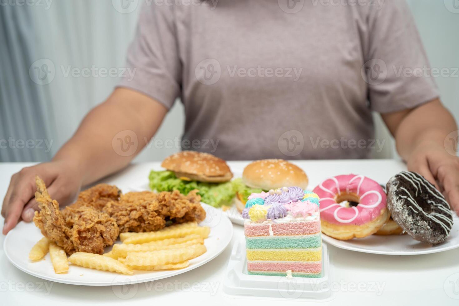 Junk food no good health eating for diet. photo