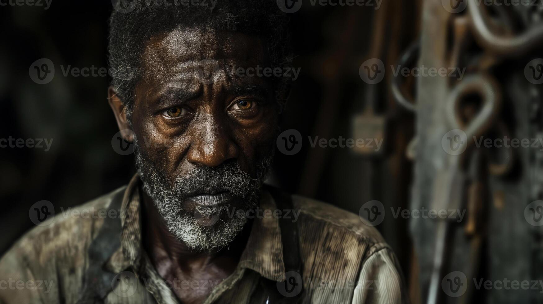 Portrait of Senior Male African American Blacksmith. photo