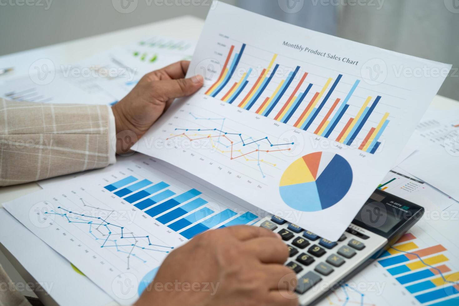 business woman working graph. photo