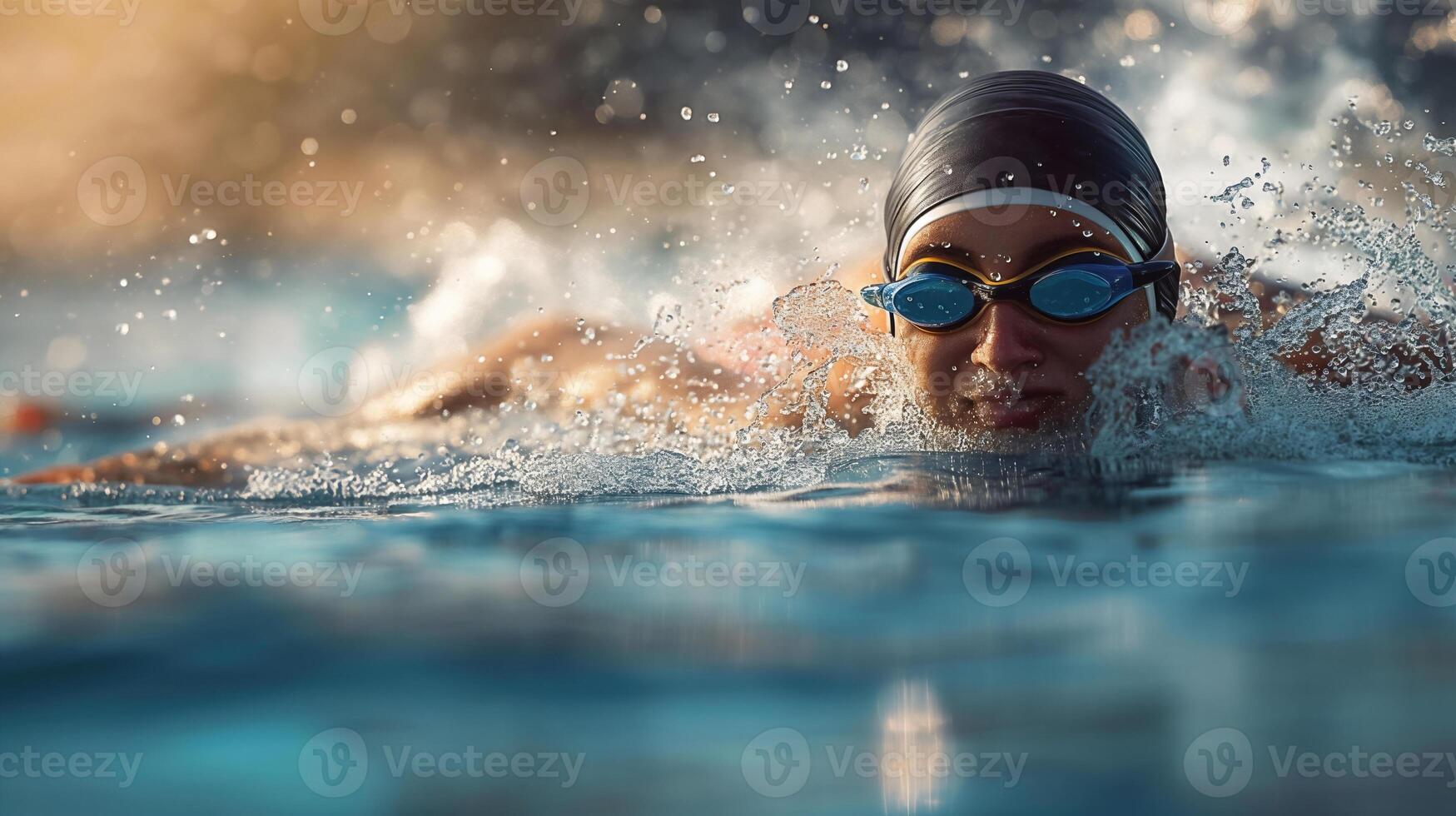 female swimmer athlete diving in the water photo