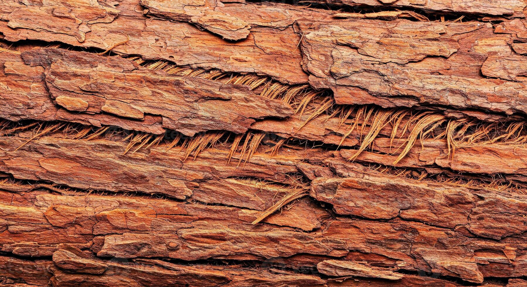 Natural Cedar Bark Texture with Frayed Edges and Warm Reddish Brown Color photo