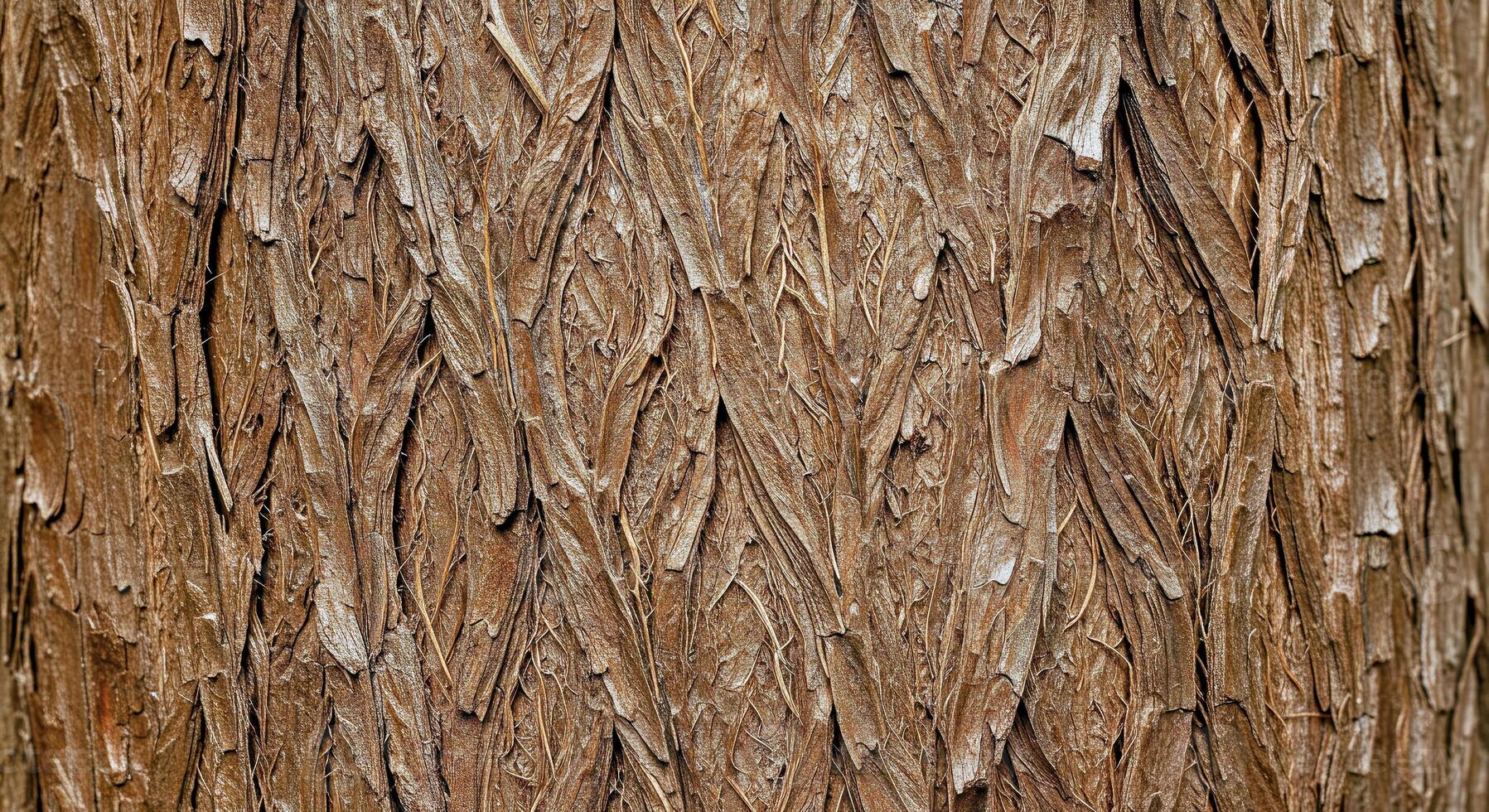 Close-Up Dark Brown Bark Texture Showing Thin Interwoven Fibers and Organic Curves photo