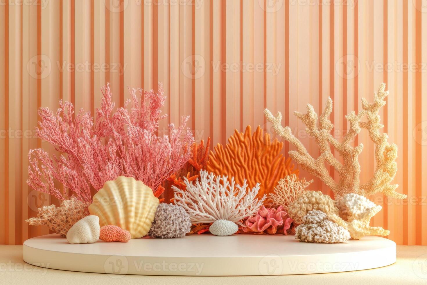 3d rendering of coral reef with shells and coral photo