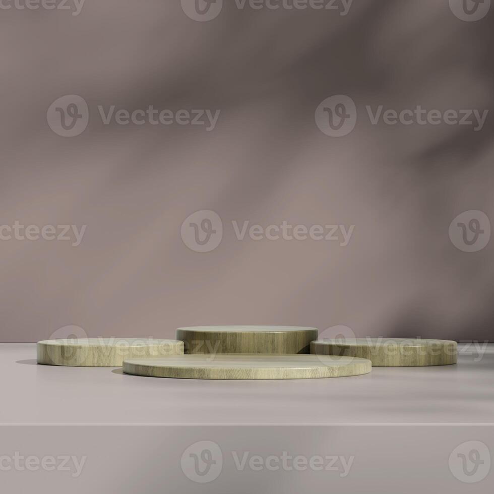 Two wooden podiums on a white surface with a dark gray background, for sophisticated presentation settings. photo