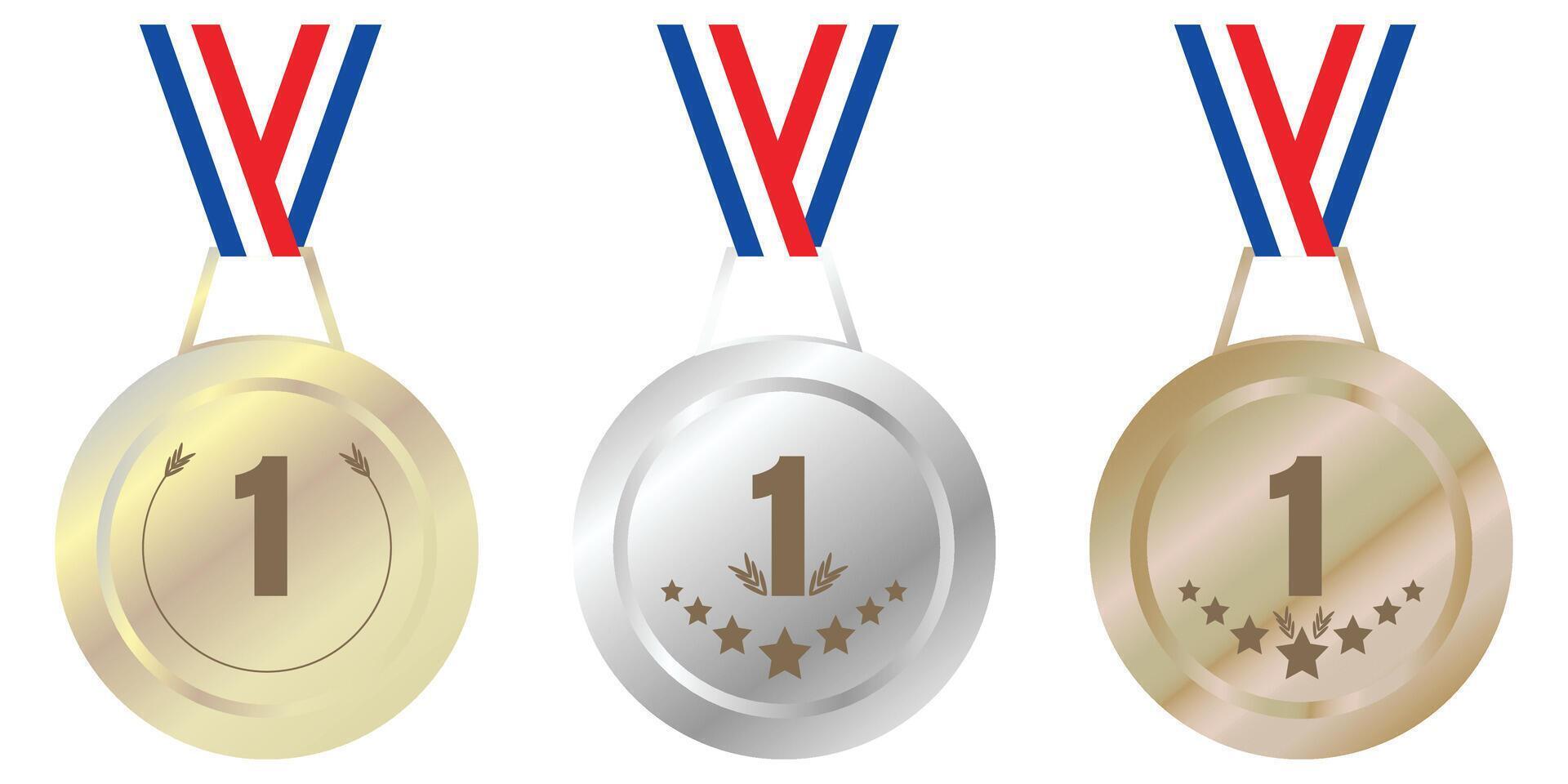 First Place Winner Medals Gold Silver Bronze vector