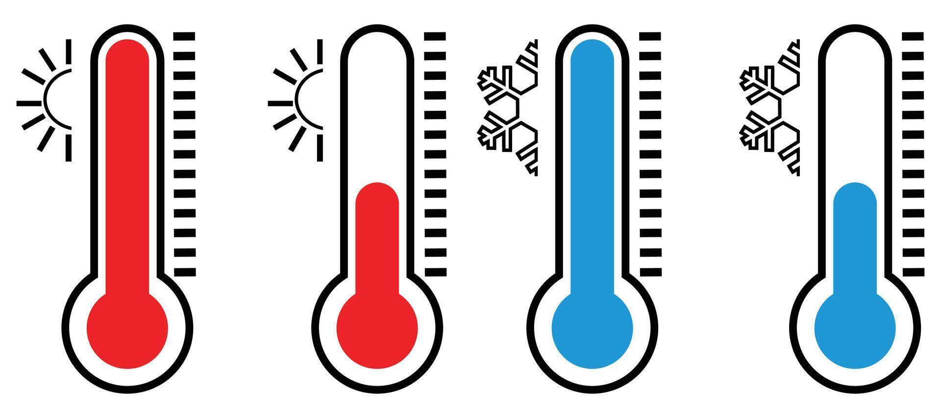 Thermometer Icons Showing Hot and Cold Temperatures vector