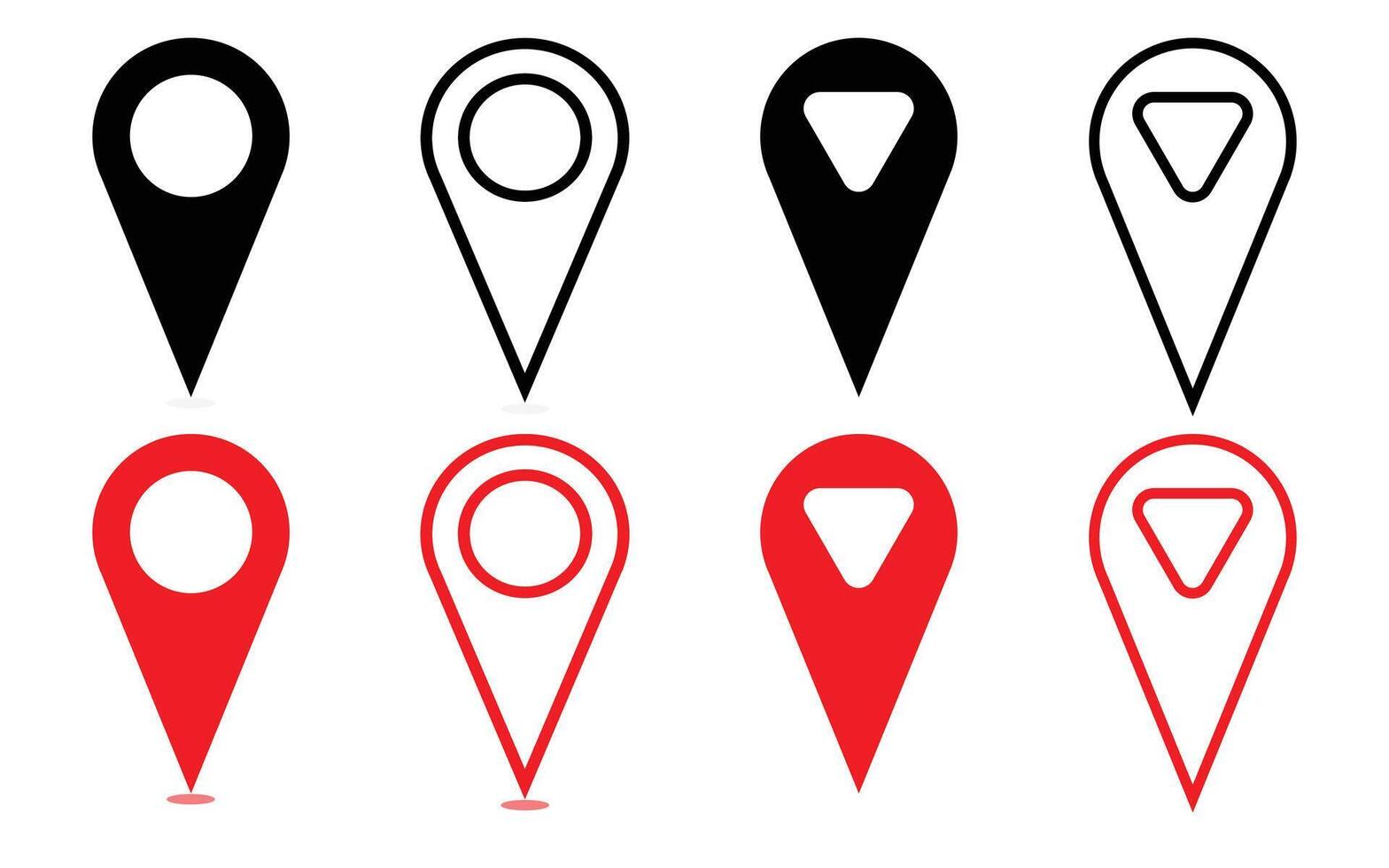 Collection of Location Marker Icons in Black and Red vector