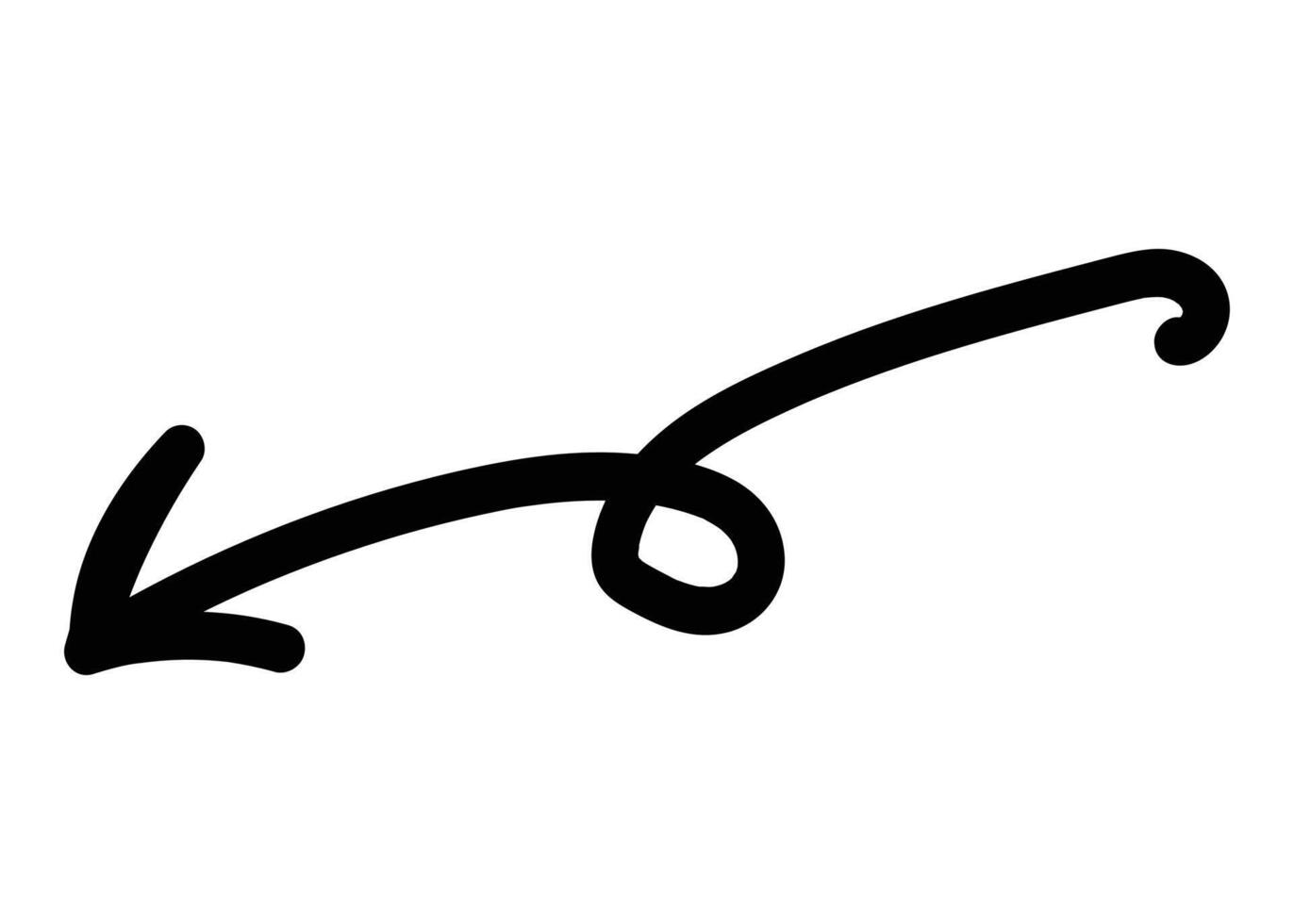 Hand Drawn Swirling Left Arrow Graphic vector