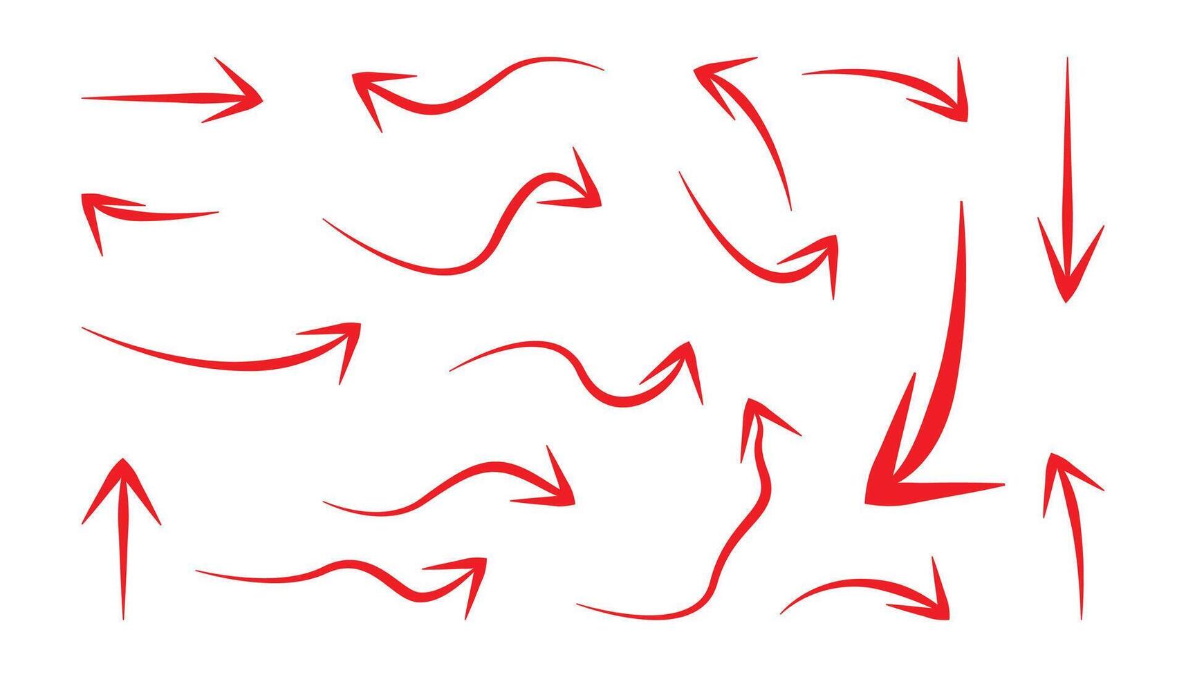 Collection of Hand Drawn Red Arrows vector