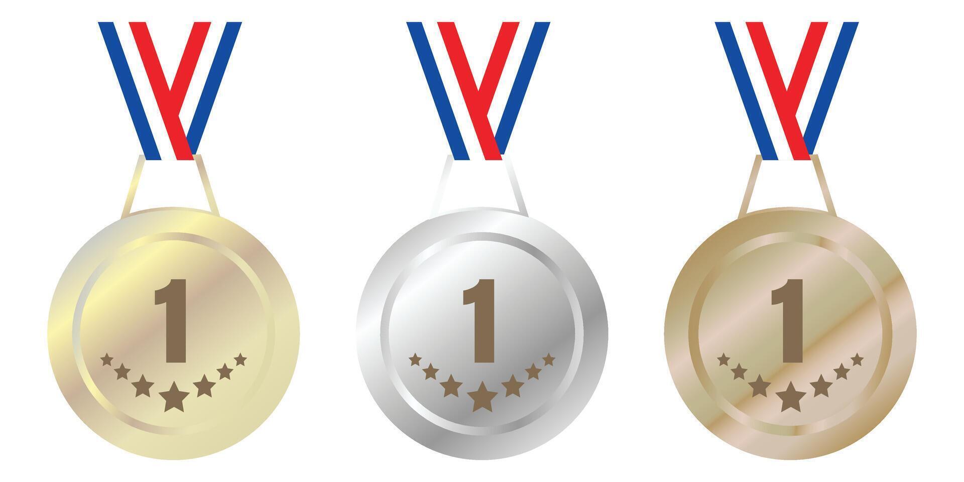 Gold Silver and Bronze First Place Medals vector