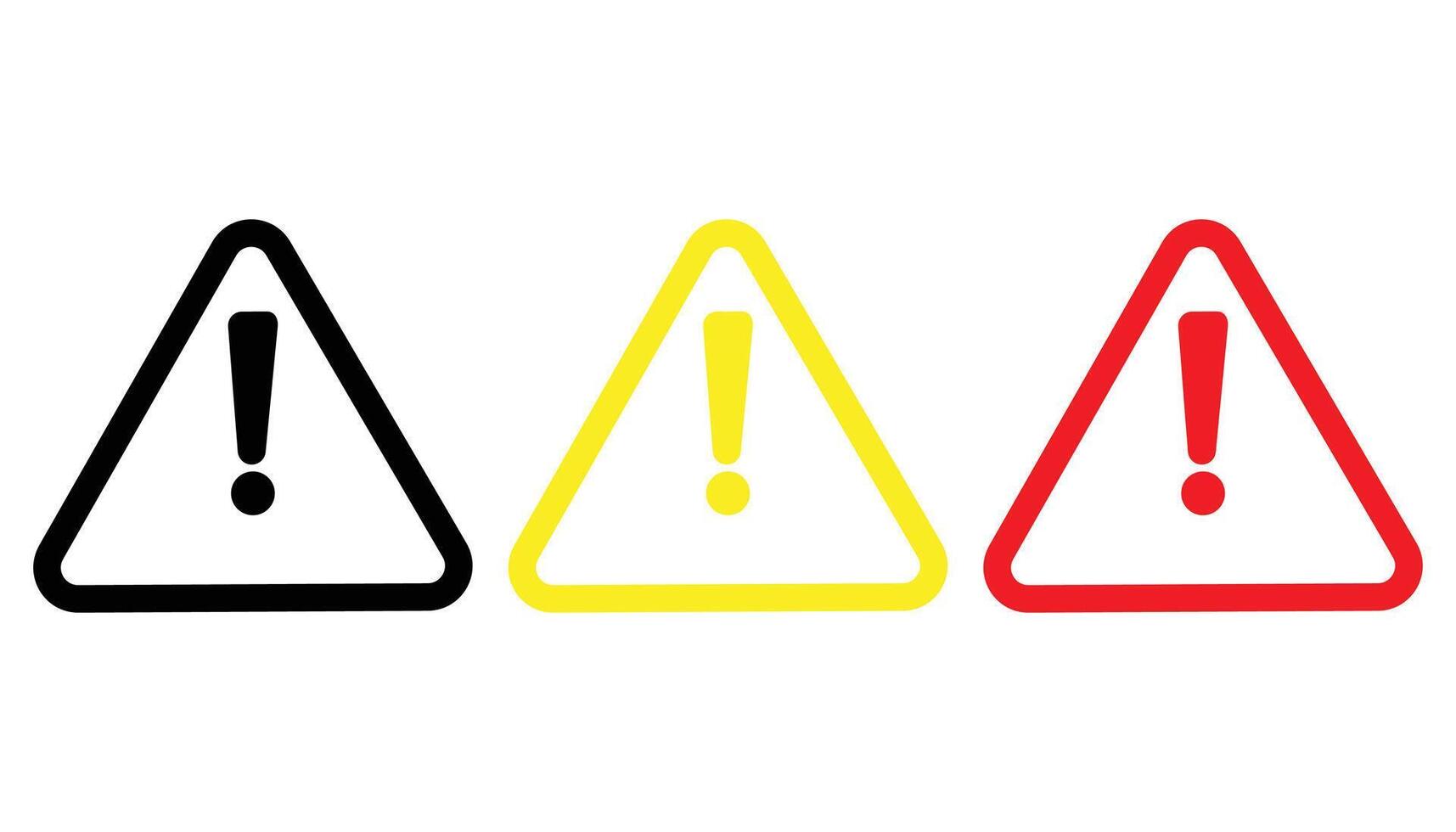 Warning Alert Symbols in Black Yellow and Red vector