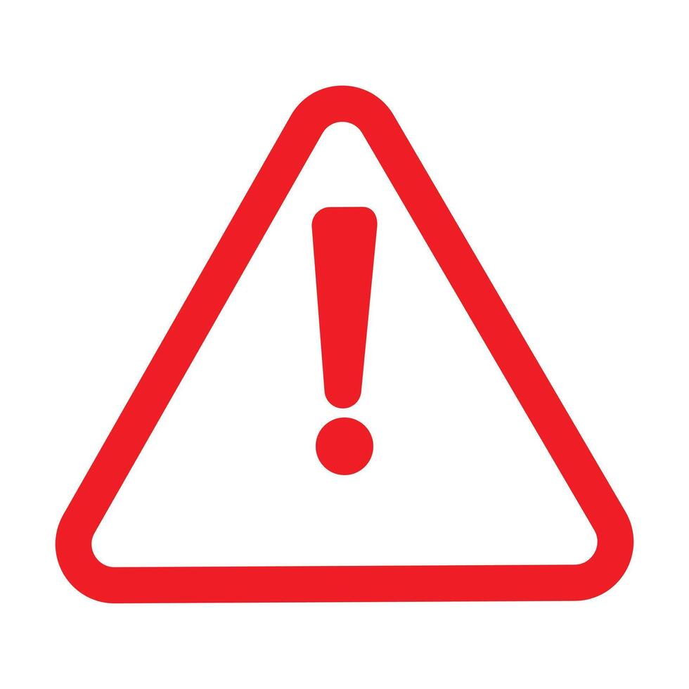 Red Triangle Warning Sign with Exclamation Mark vector