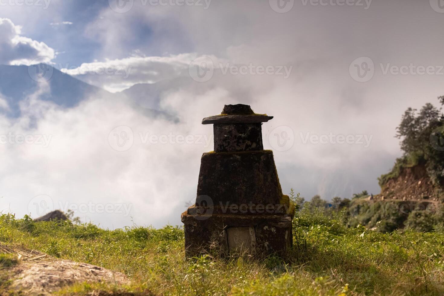 Traditional Nepalese stupa in the mountains photo