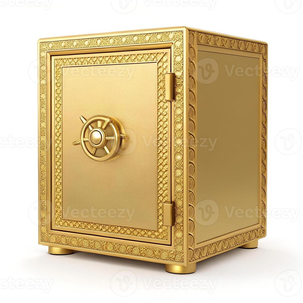 Realistic 3D Gold Safe Box photo
