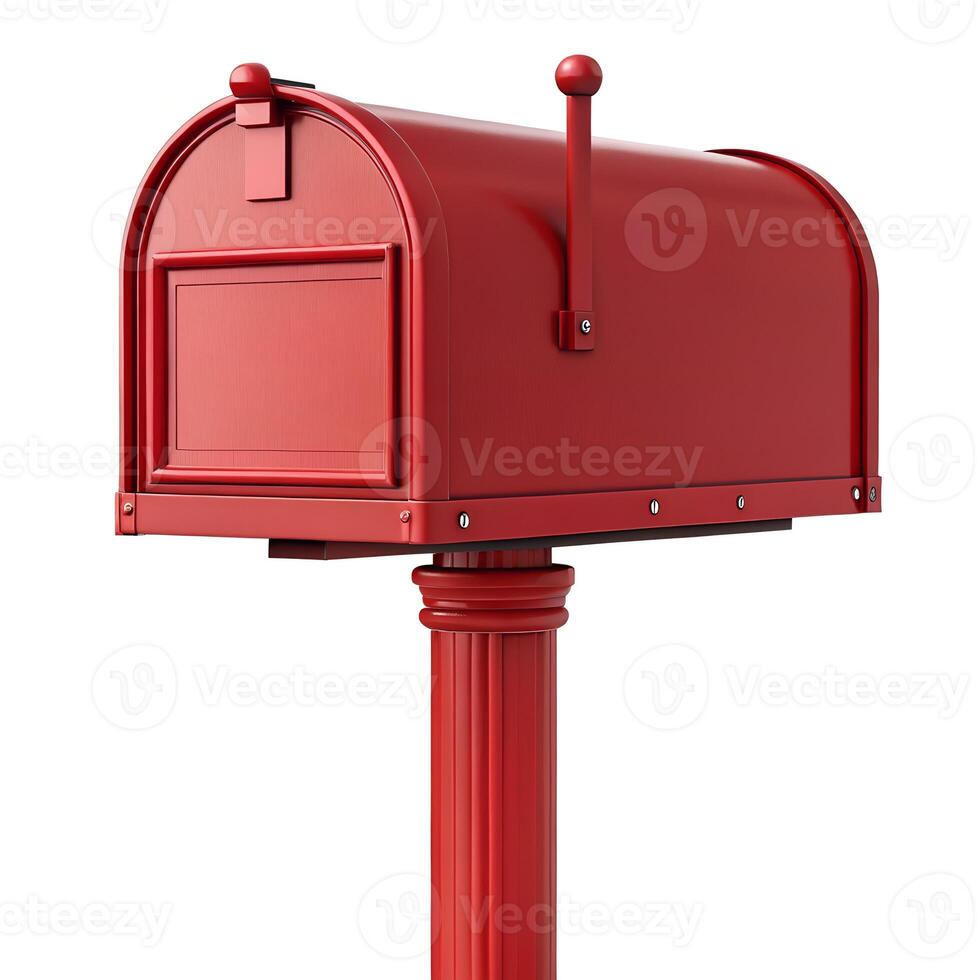 Red Mailbox Isolated on White Background photo