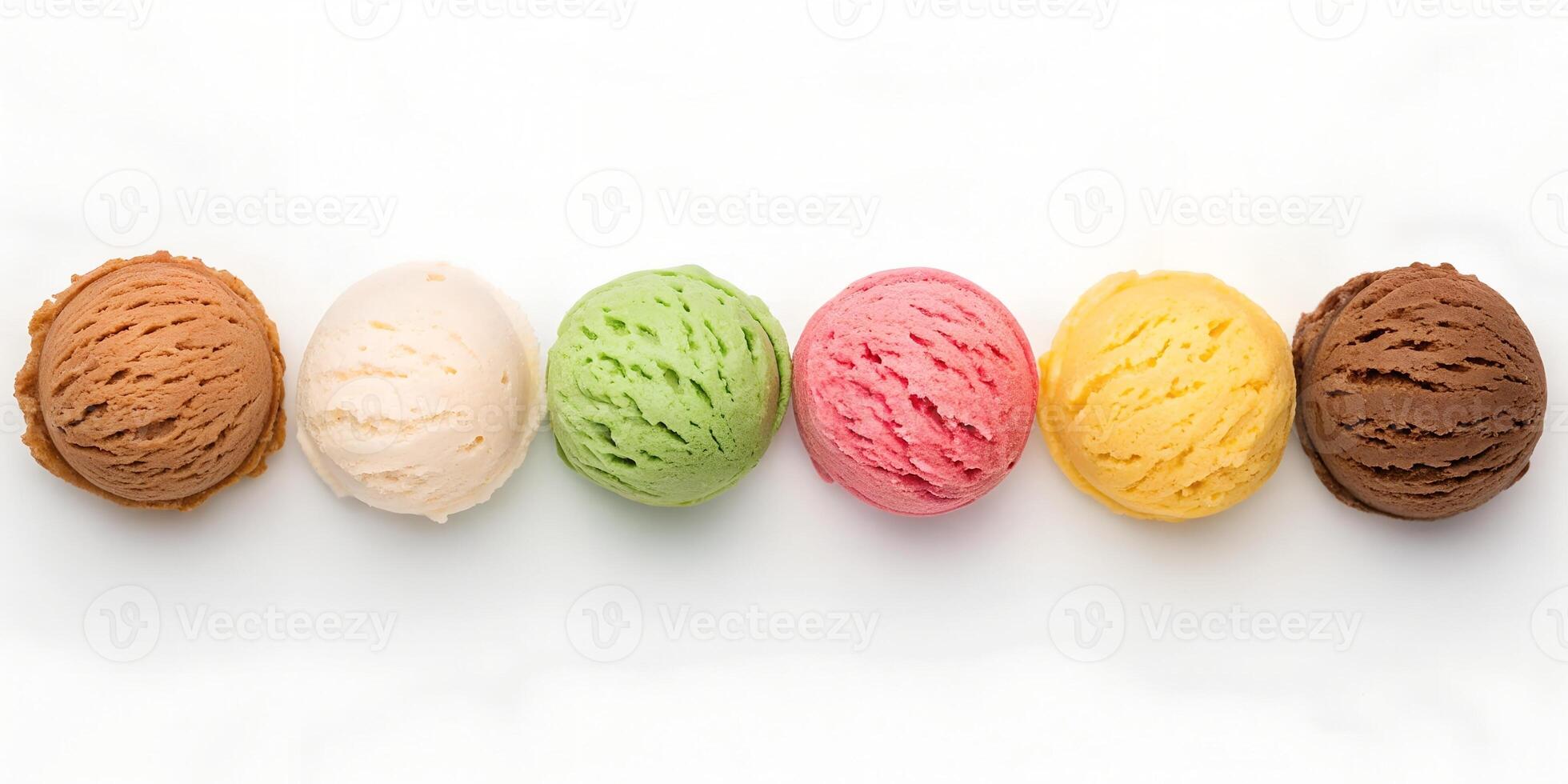 Row of Colorful Ice Cream Balls photo
