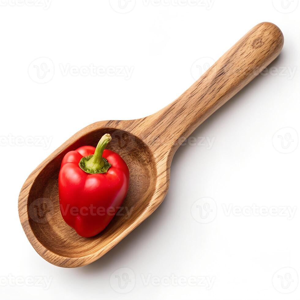 red pepper on a wooden board photo
