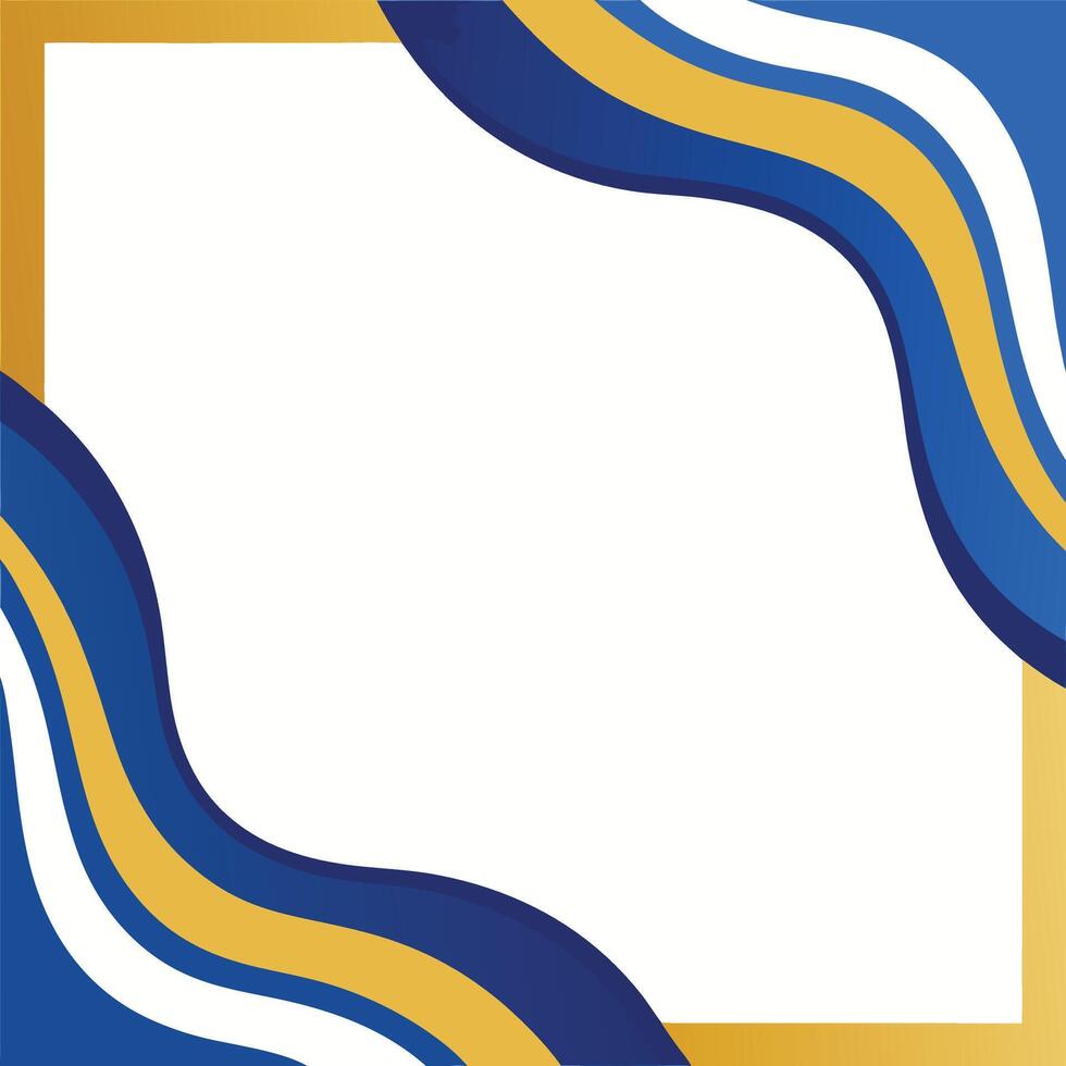 Abstract wavy frame with blue gold and white colors for design templates vector