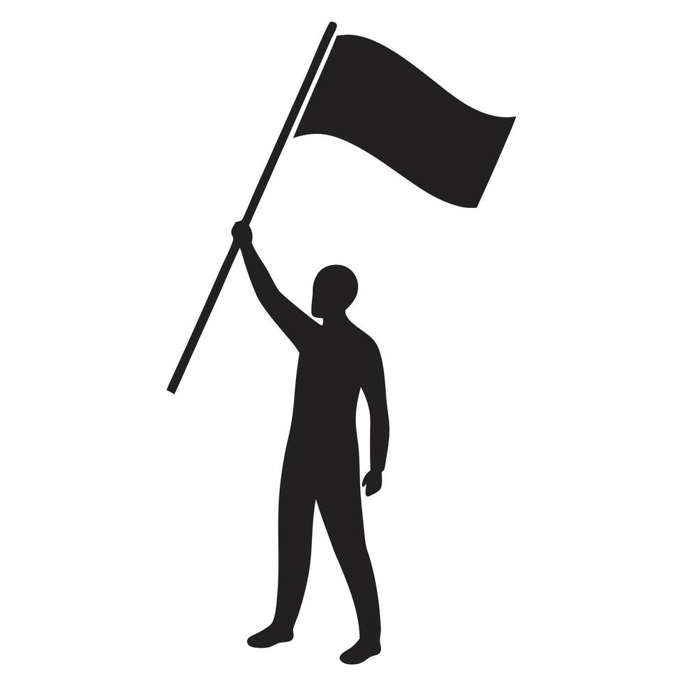 Silhouette of a person holding flag concept of demonstration victory celebration and social movement vector