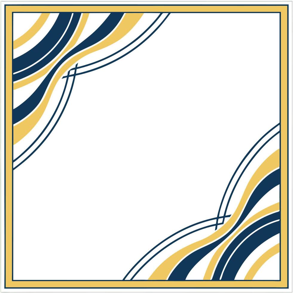 Elegant frame design with navy and gold curved lines creating an aesthetic border vector
