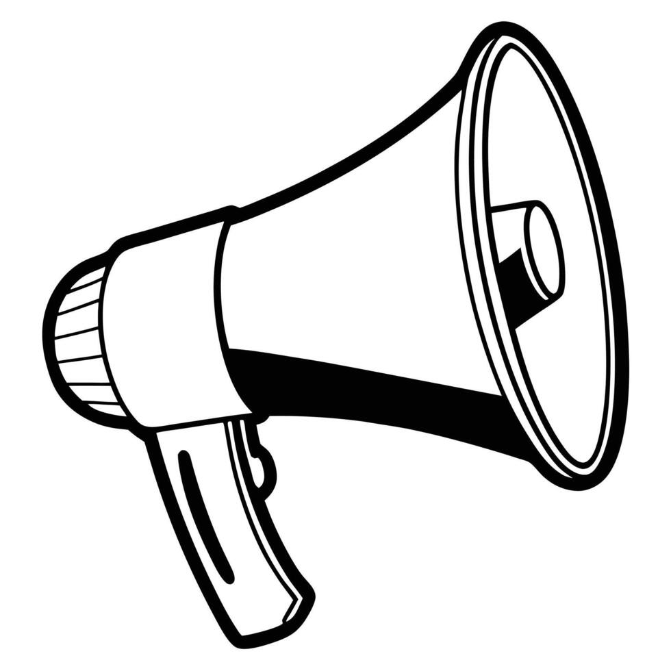 Simple black and white megaphone illustration for announcement and communication needs vector