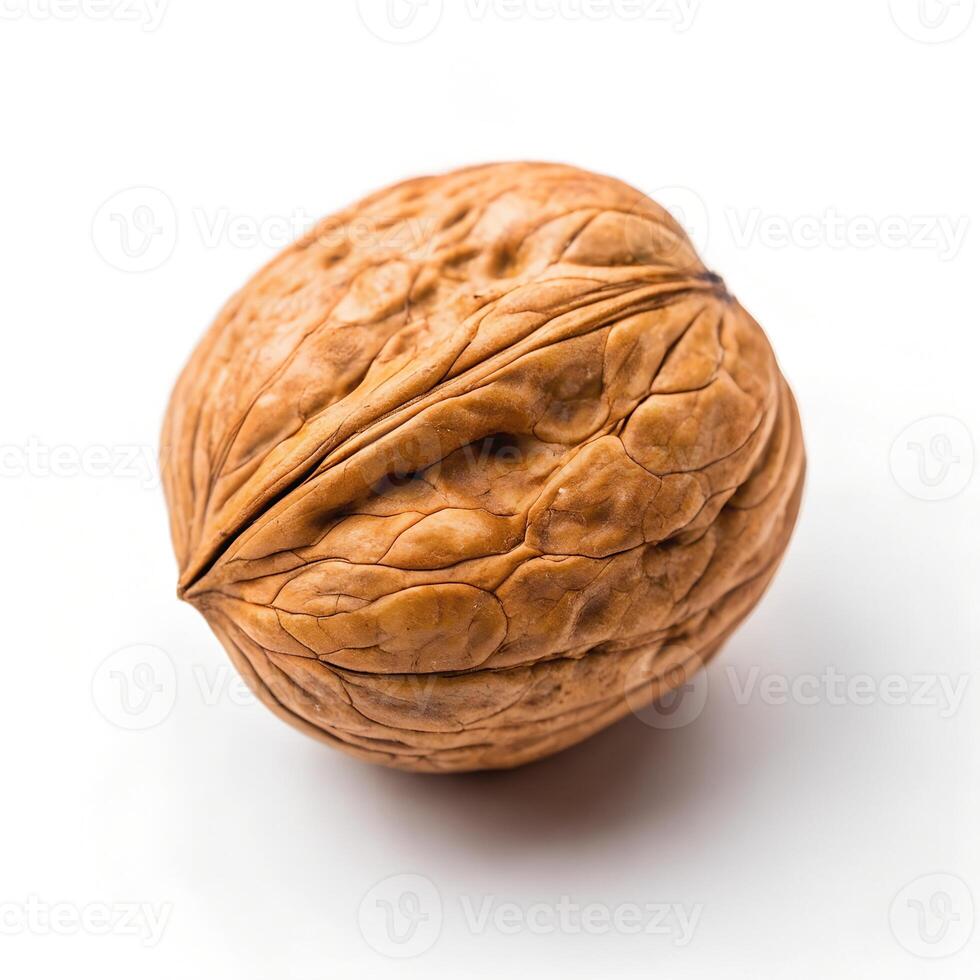 Detailed Macro Shot of a Walnut on White photo
