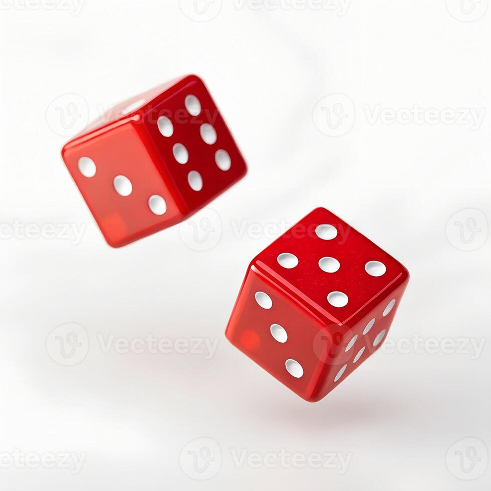 Two Red Dice Showing Different Numbers photo