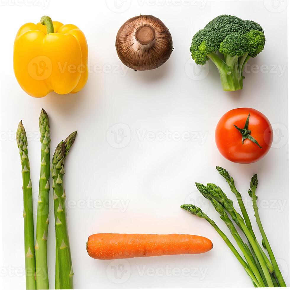 Assortment of Fresh Vegetables on a White Background photo