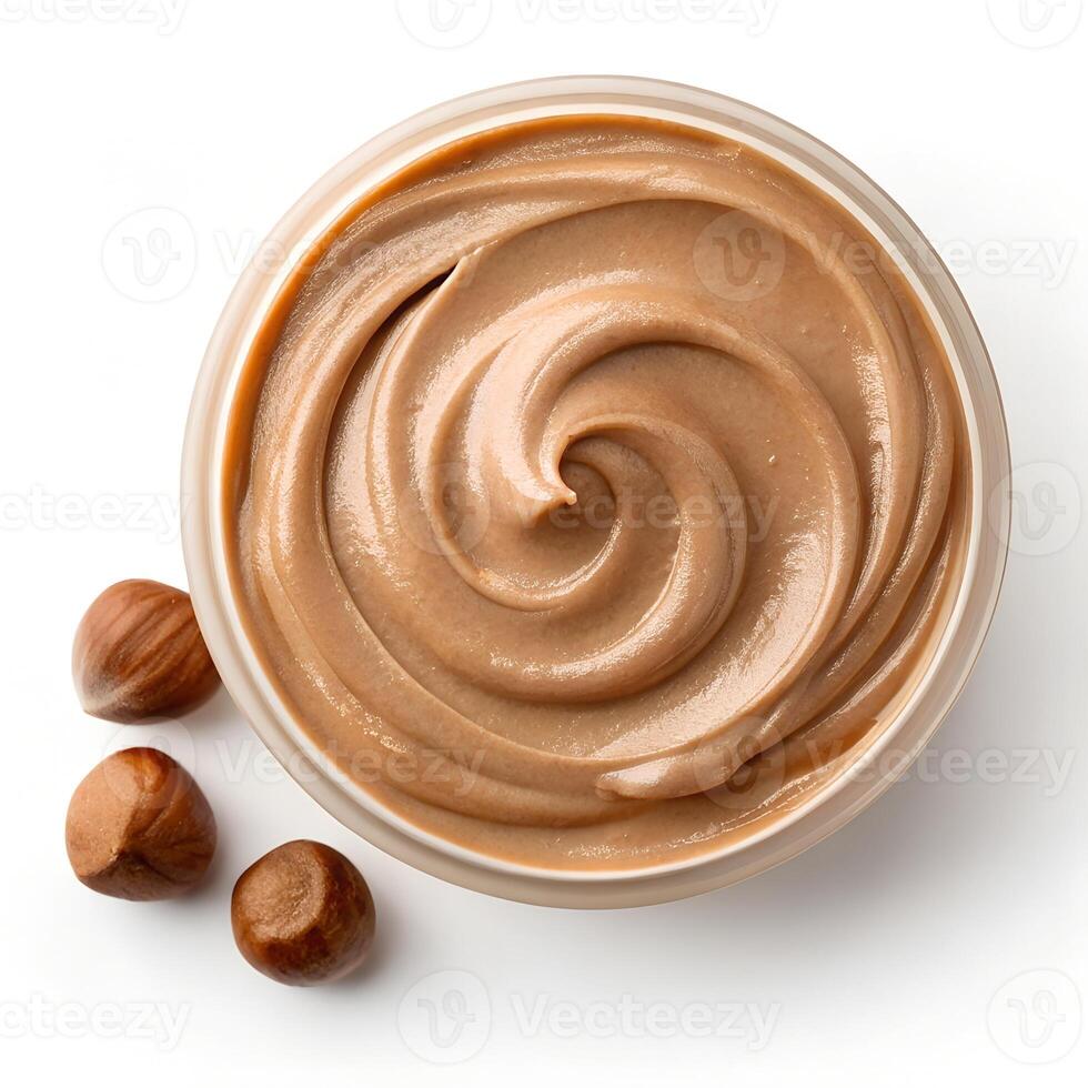 Hazelnut Cream Swirl with Hazelnuts Isolated photo