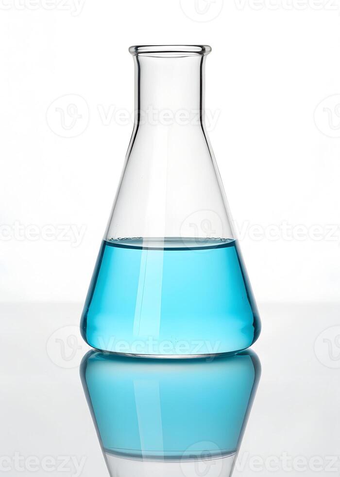 Erlenmeyer Flask Filled with Blue Liquid photo