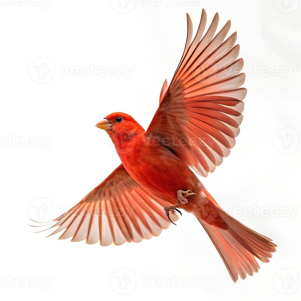 Red Canary Serinus Canarius Isolated on White photo