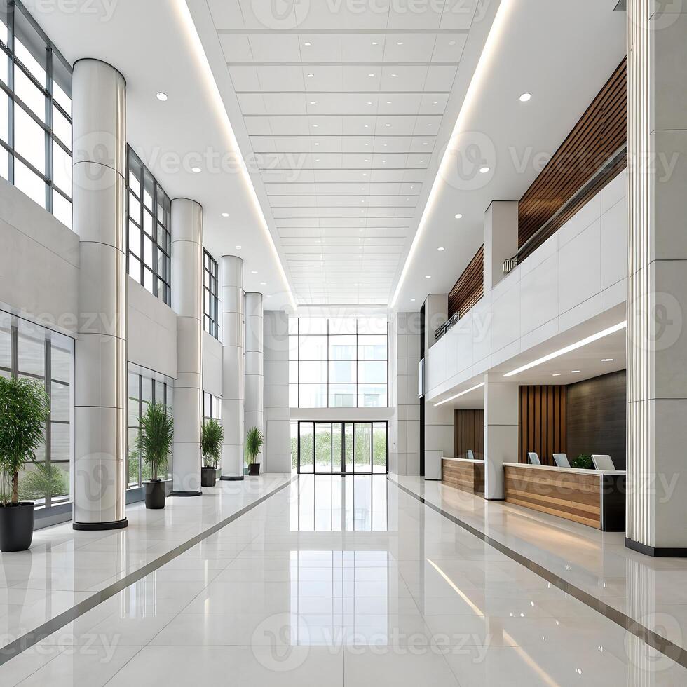 Spacious Modern Lobby with Marble Flooring photo