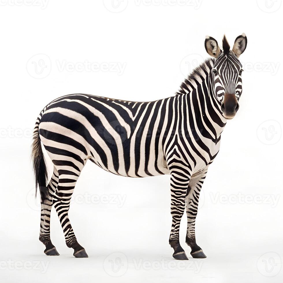 Zebra in Front of a White Background photo