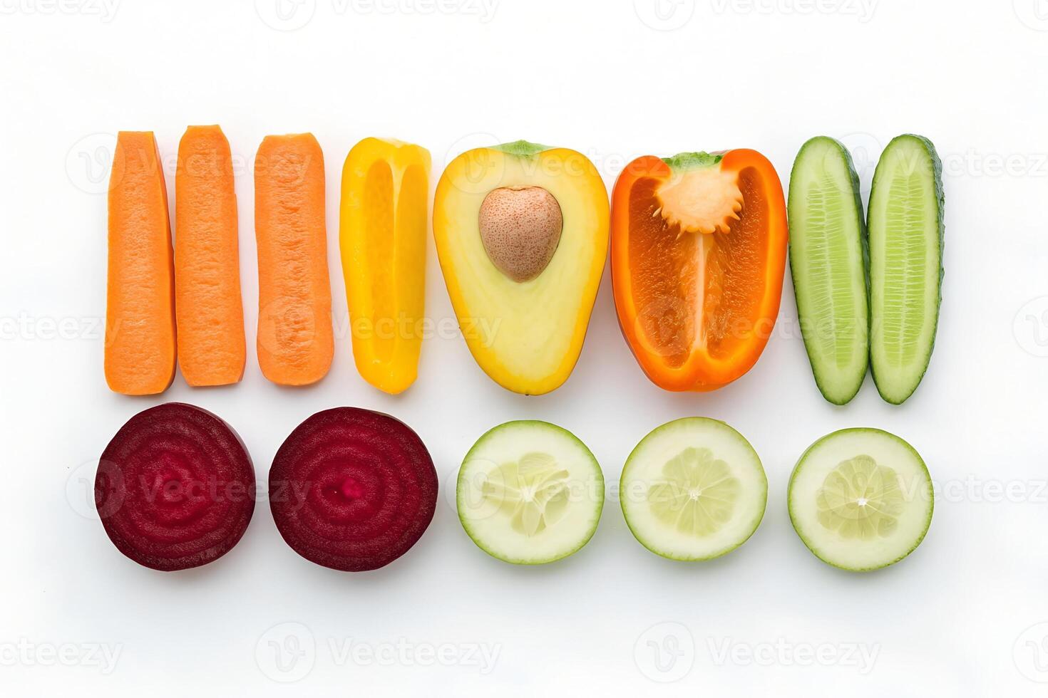 Colorful Slices of Various Fruits and Vegetables photo