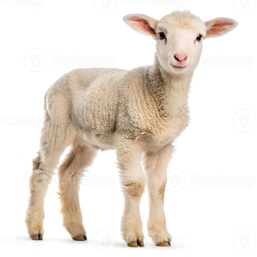 Portrait of Partially Shaved Lamb Isolated photo